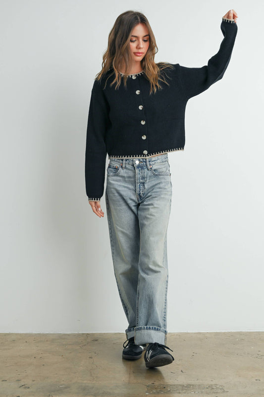 Women's Crewneck Cardigan Sweater