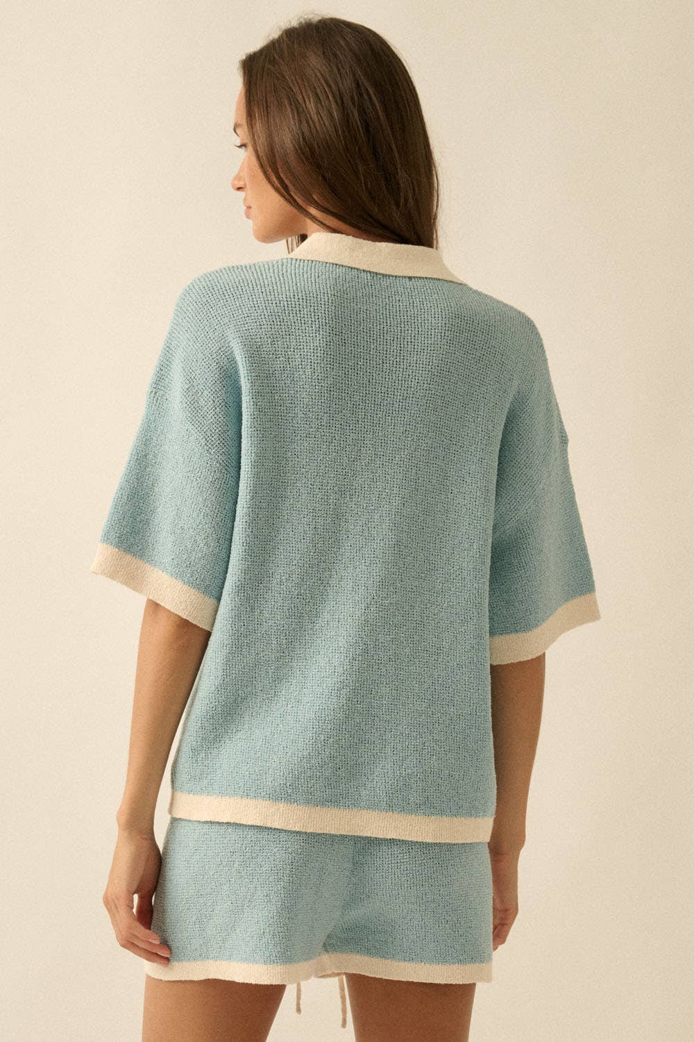 Ocean Short-Sleeve Polo Sweater