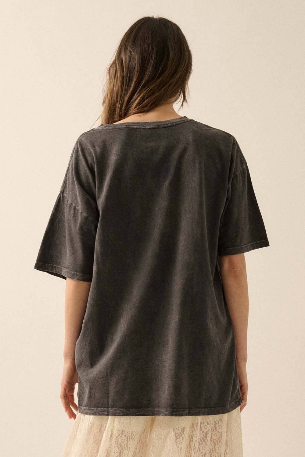 Flowers Bows and Birds Vintage-Wash Graphic Tee