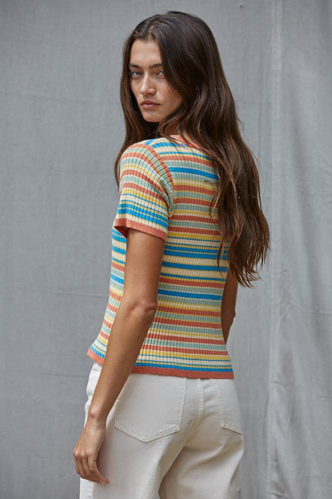 Sherbet Striped Sweater Top