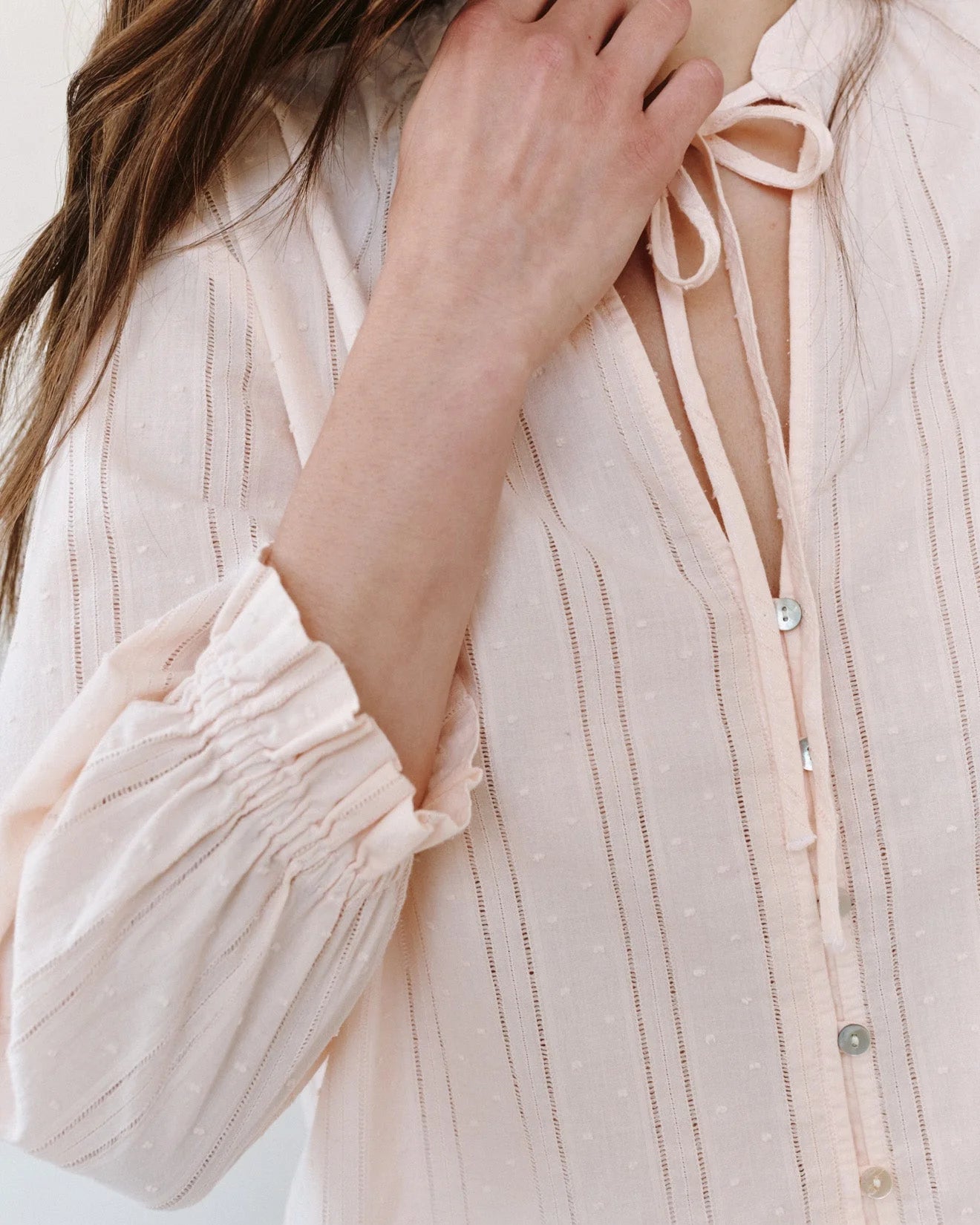 Bella Dahl 3/4 Sleeve Tie Neck Blouse