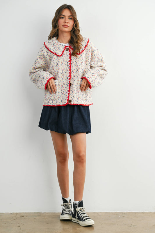 Buttoned Fleece Puffer Jacket