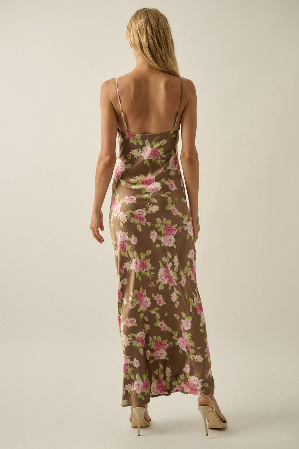 Flora Satin Bias Sleeveless Maxi Dress