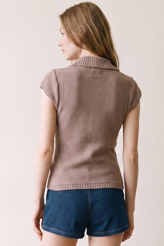 Inez Crossover Buckle Knit Top