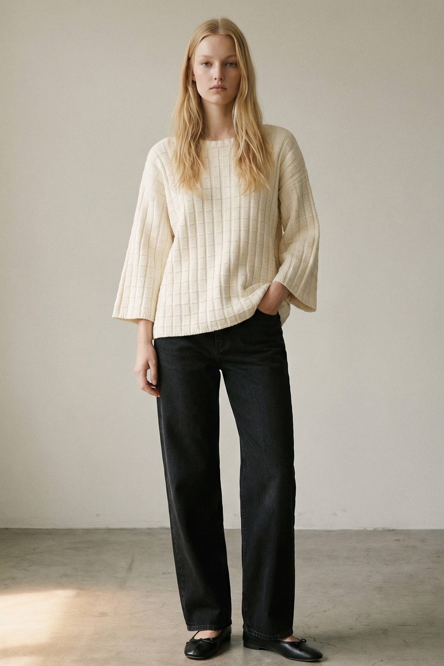 Billie Boat Neckline 3/4 Sleeve Sweater Top