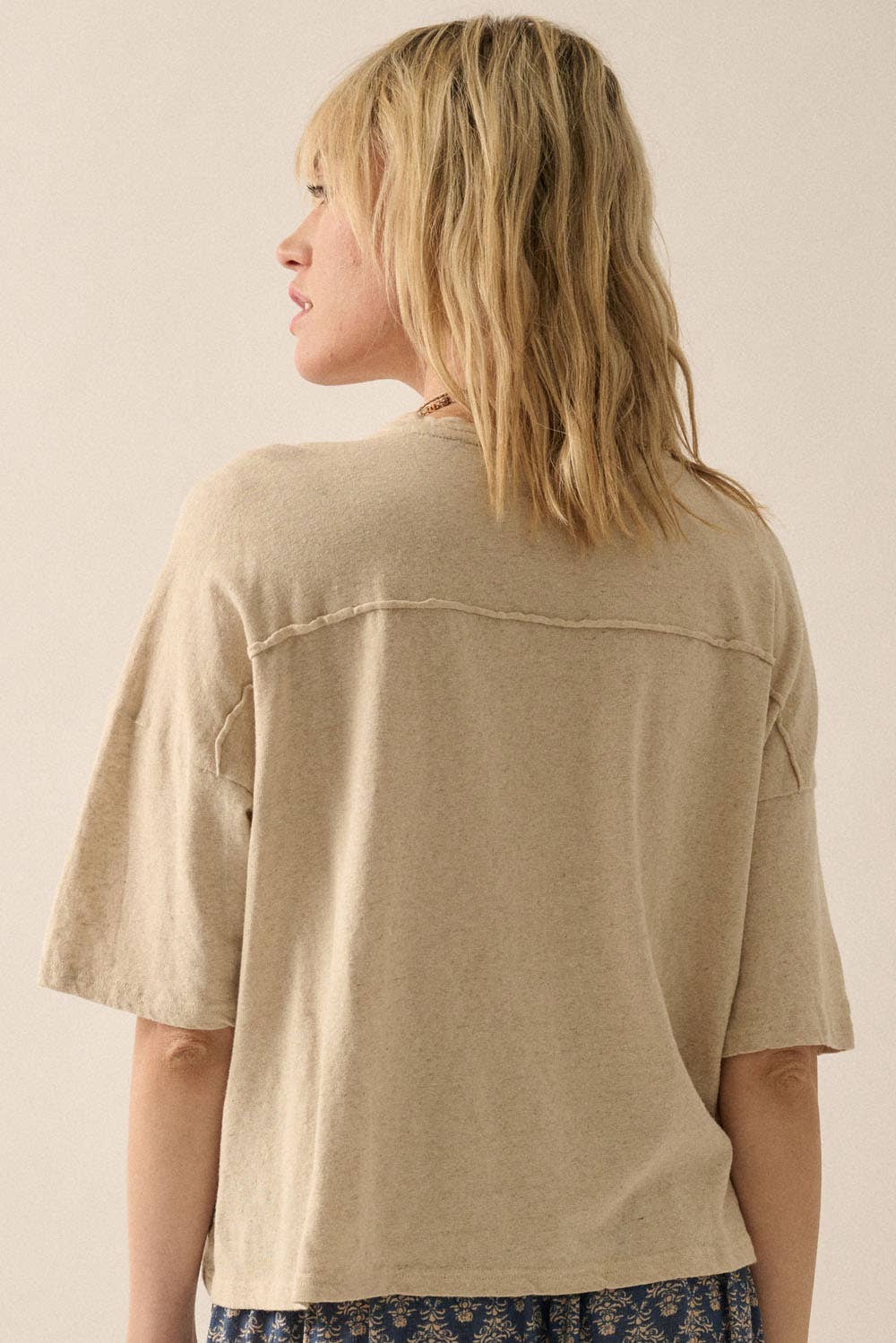 Easy Fit Mineral-Wash Slub Knit Tee
