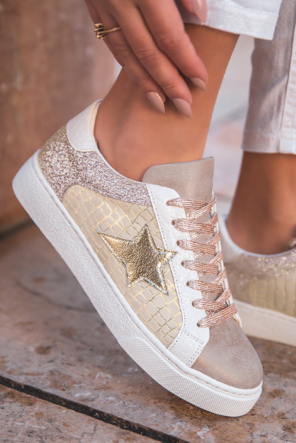 Gold Glitter Star Sneaker