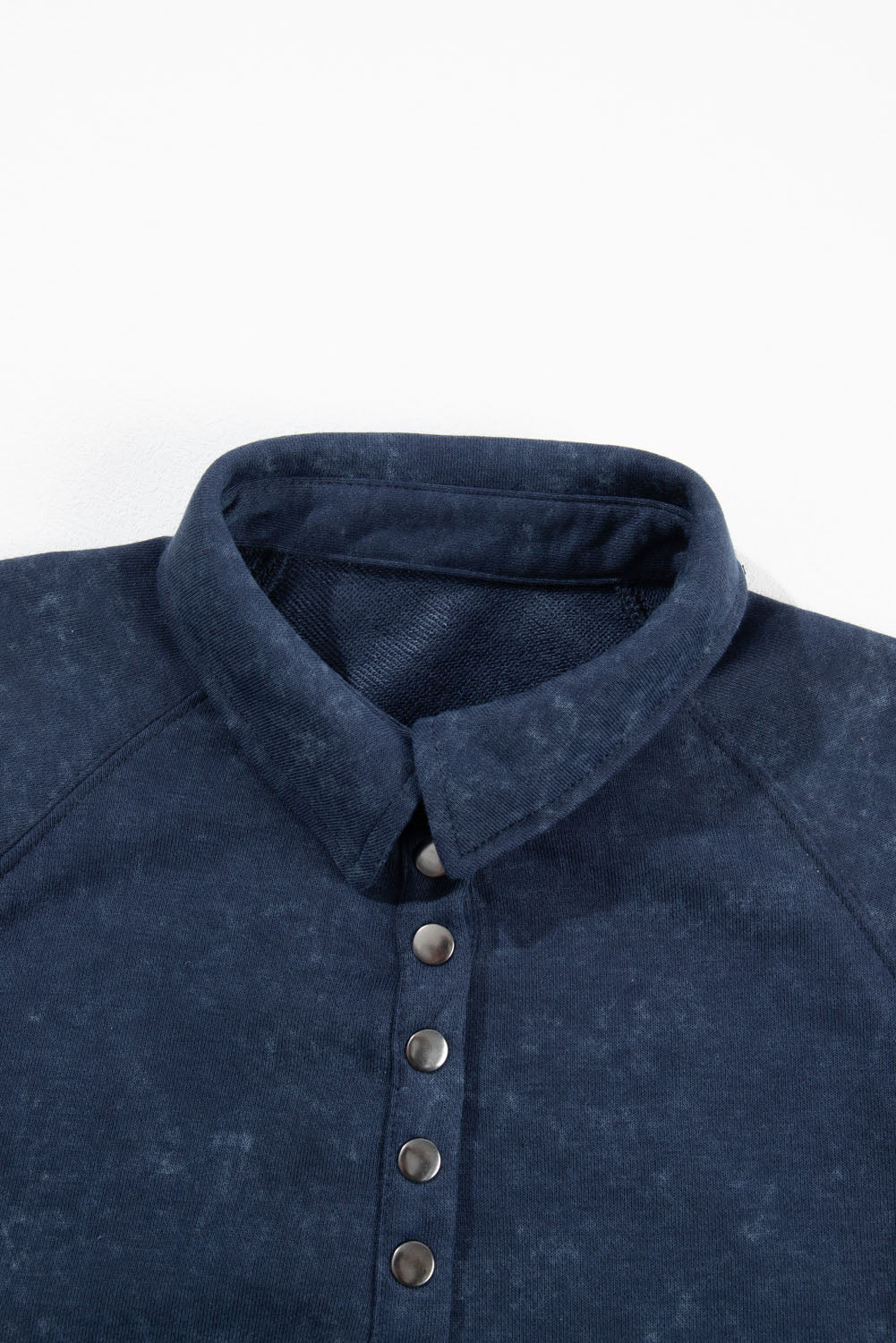 Washed Snap Button Pullover Sweatshirt