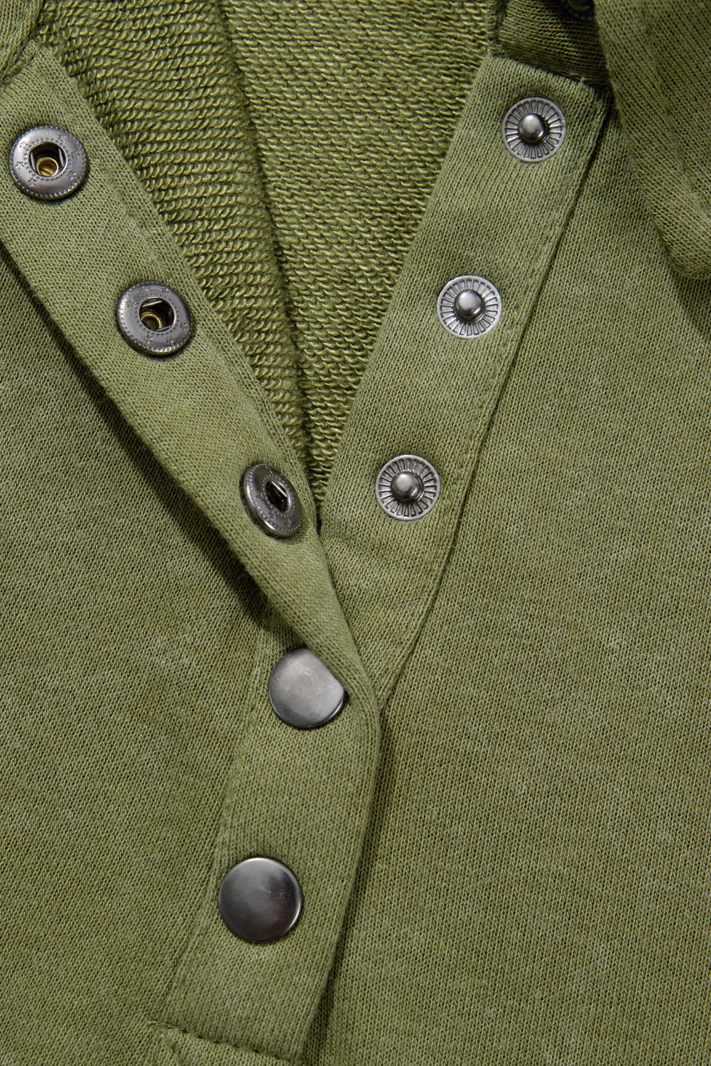 Washed Snap Button Pullover Sweatshirt