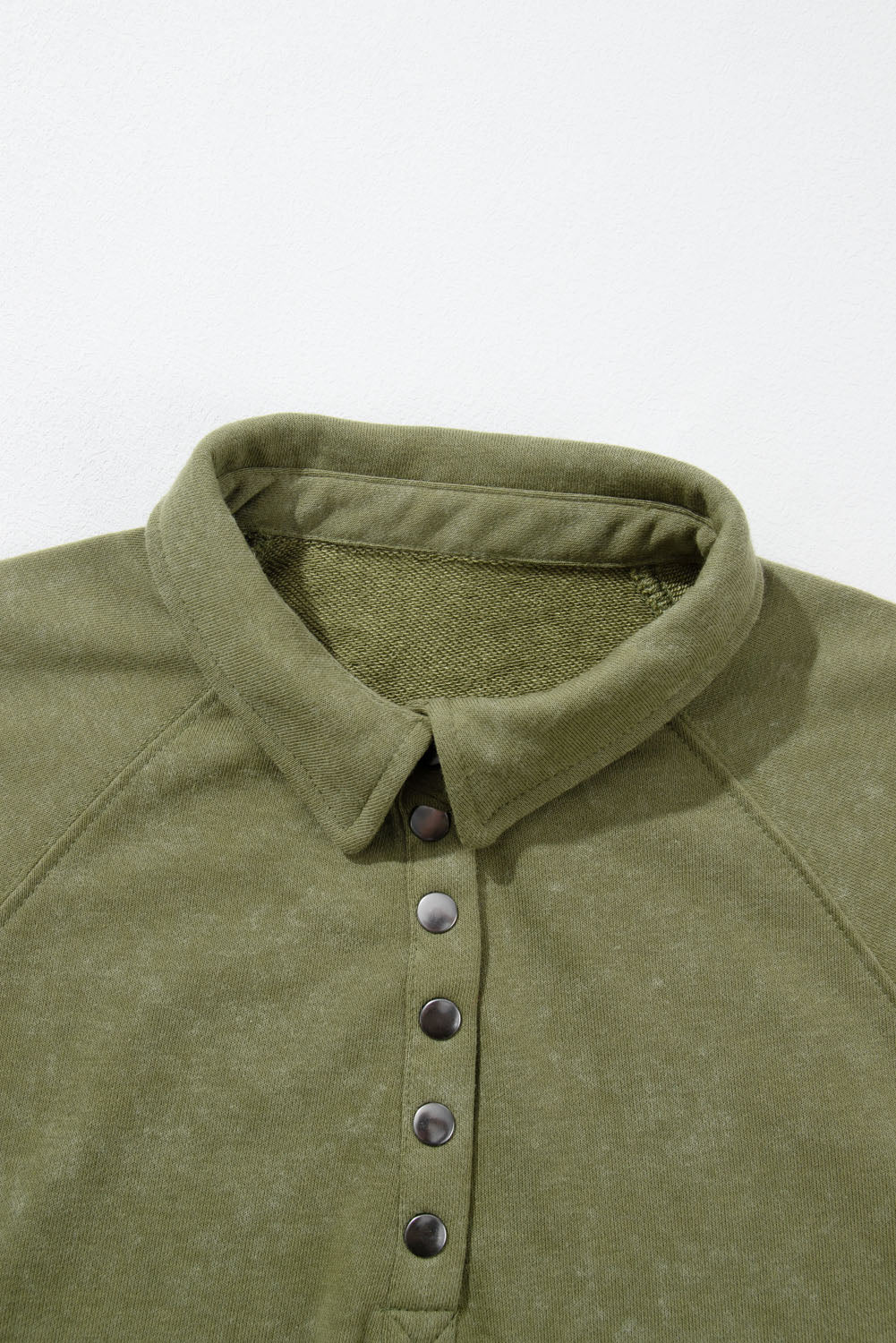 Washed Snap Button Pullover Sweatshirt