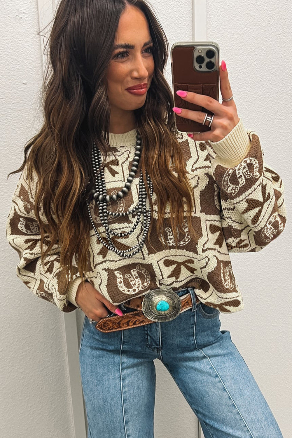 Bows and Horseshoes Pattern Sweater