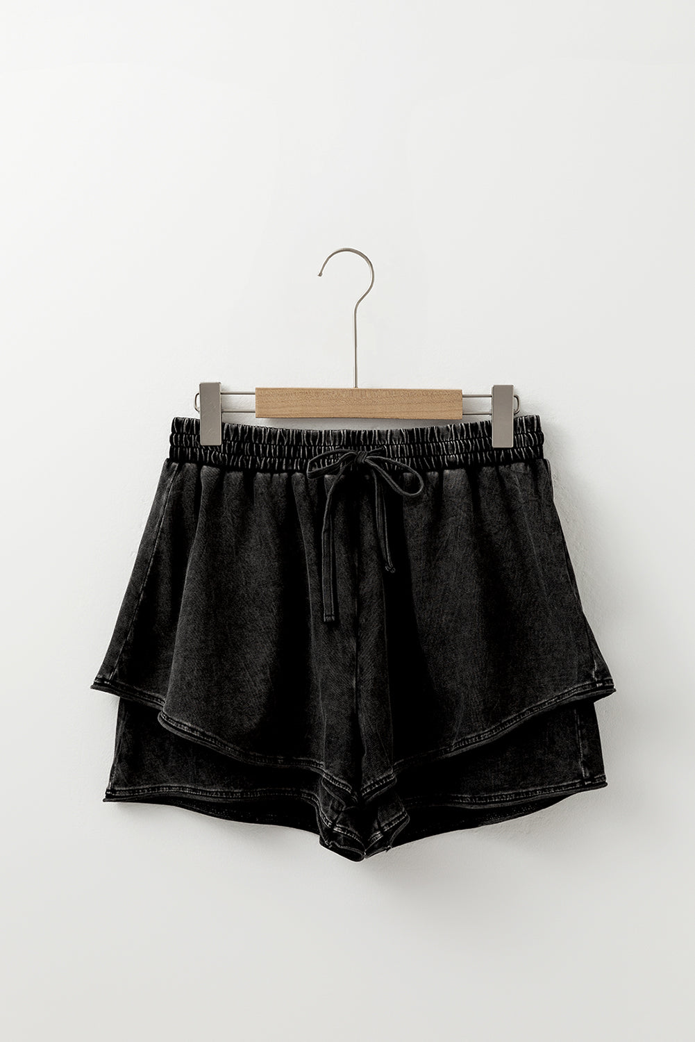 Mineral Wash French Terry High Waist Casual Shorts