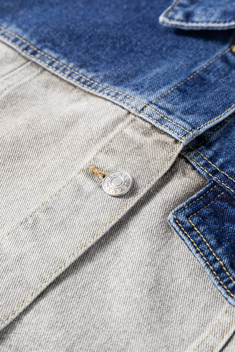 Color Block Distress Denim Jacket