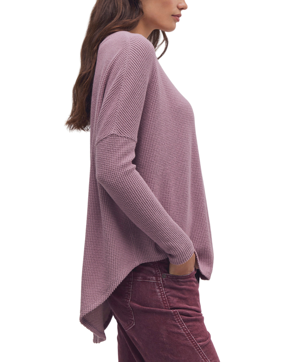 Free People Latte Blues Thermal Solid Knit Top