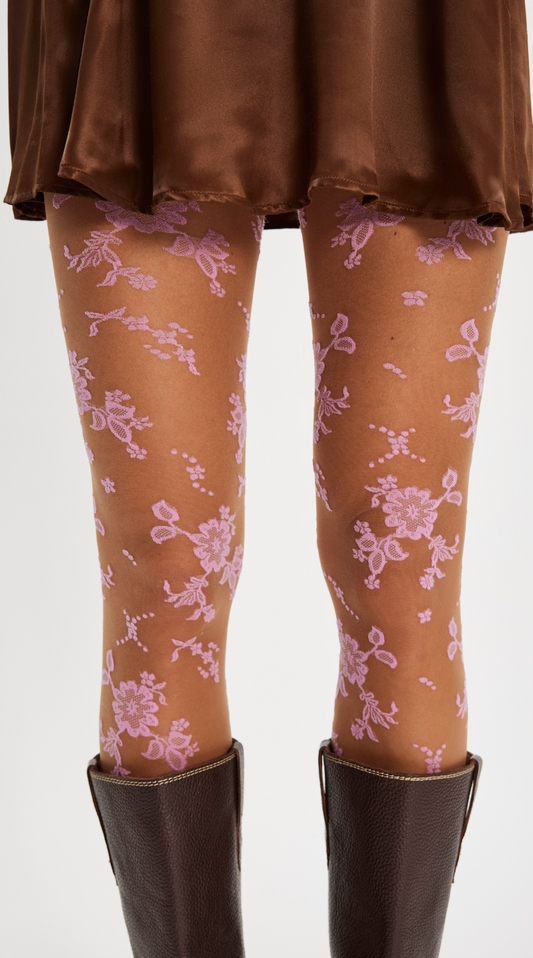 Free People Flocked Floral Tights