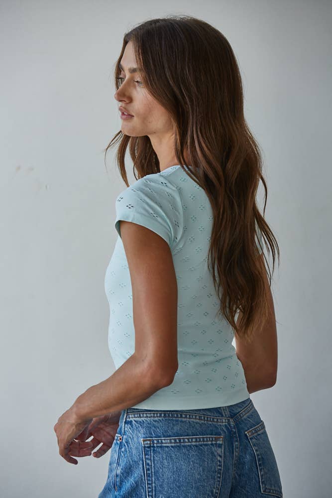Poppy Eyelet Short Sleeve Top