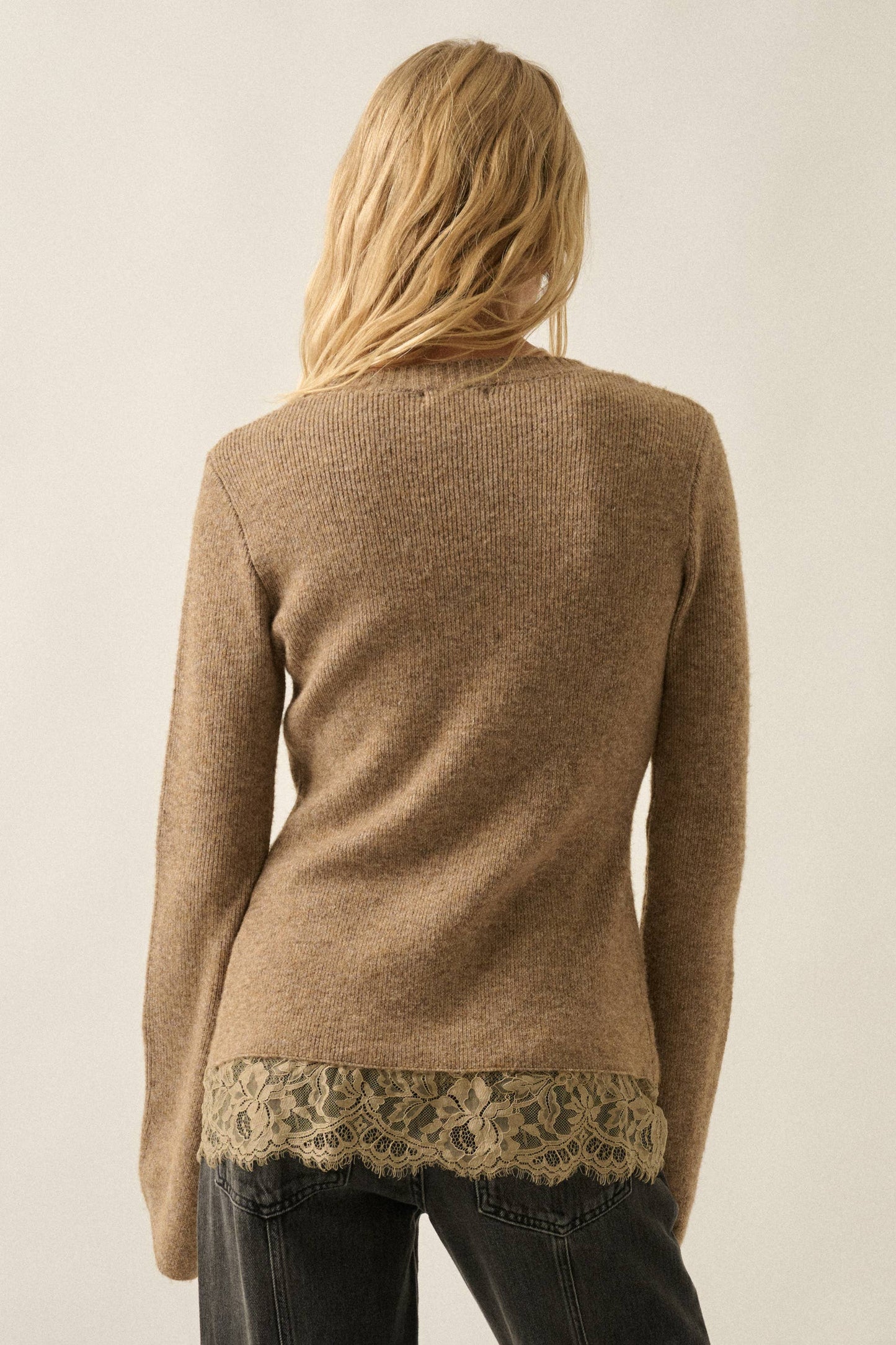 Sarah Solid Ribbed Bell-Sleeve Sweater