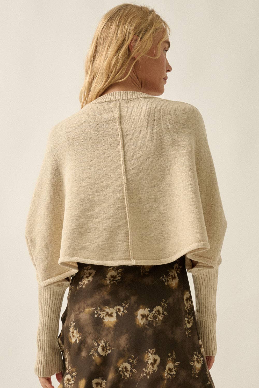 Dolman-Sleeve Cropped Sweater