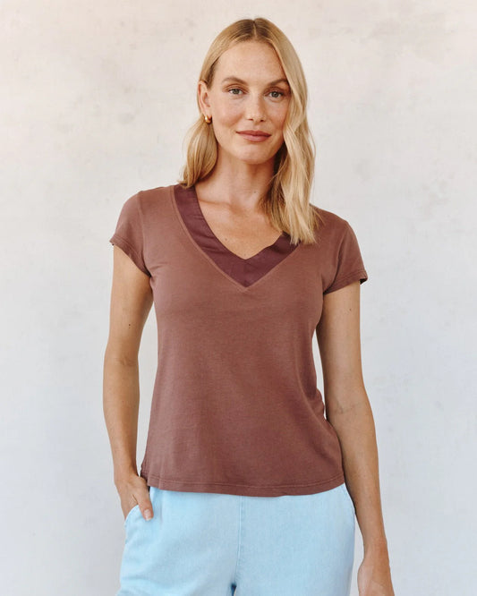 Bella Dahl Mixed V Neck Tee