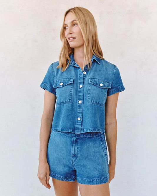 Bella Dahl Short Sleeve Flap Pocket Shirt