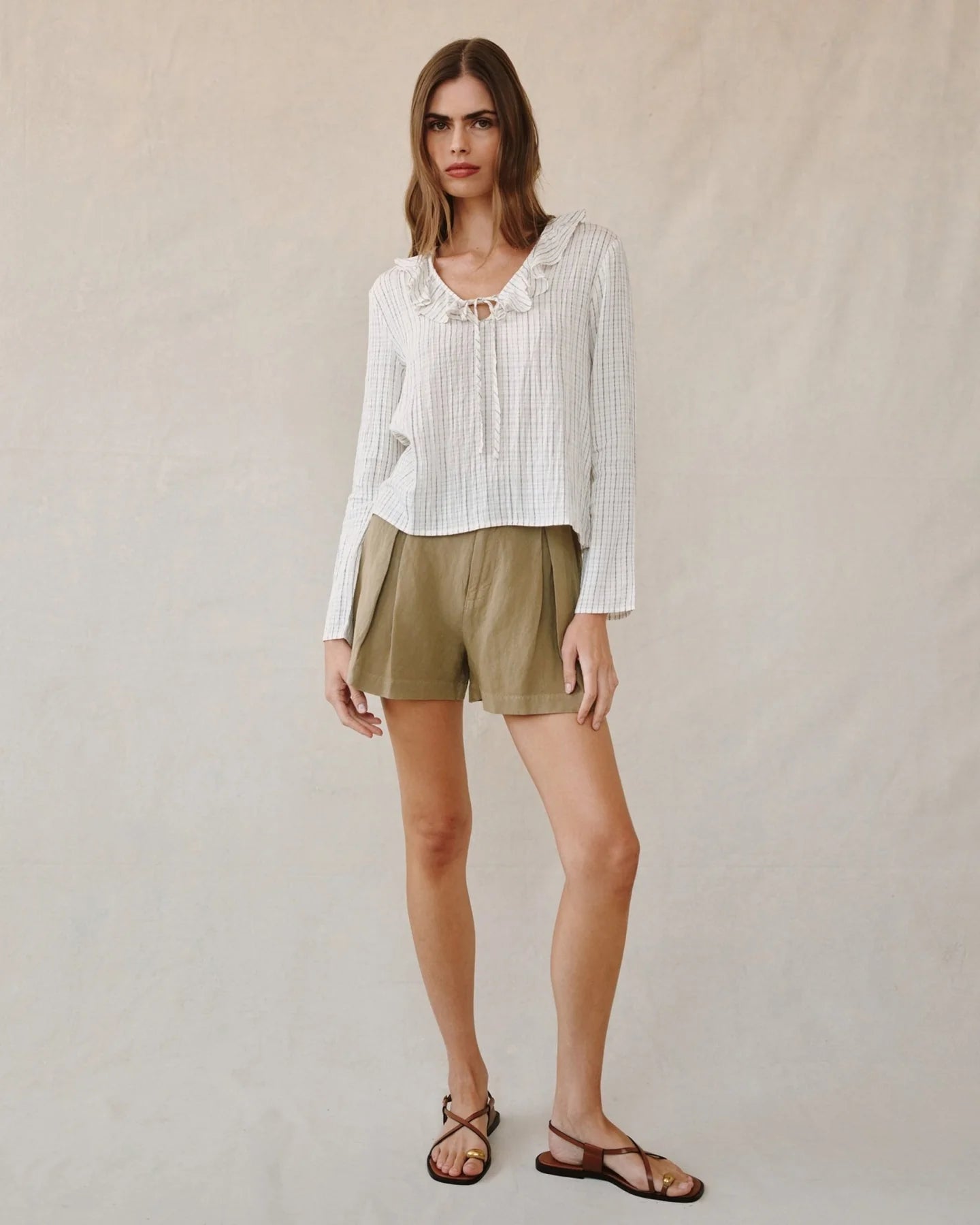 Bella Dahl Tie Ruffle Neck Top