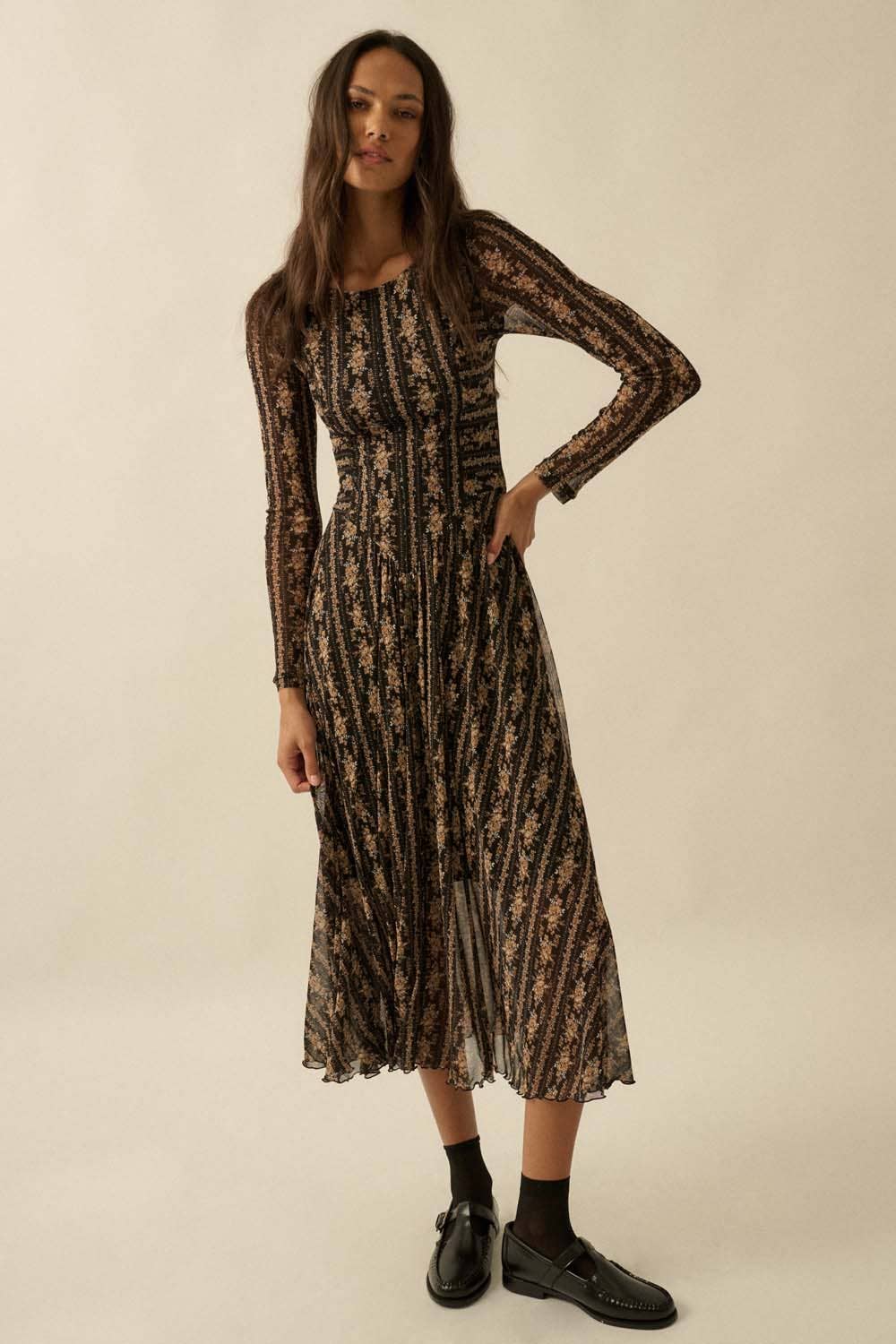 Paige Long-Sleeve Midi Dress