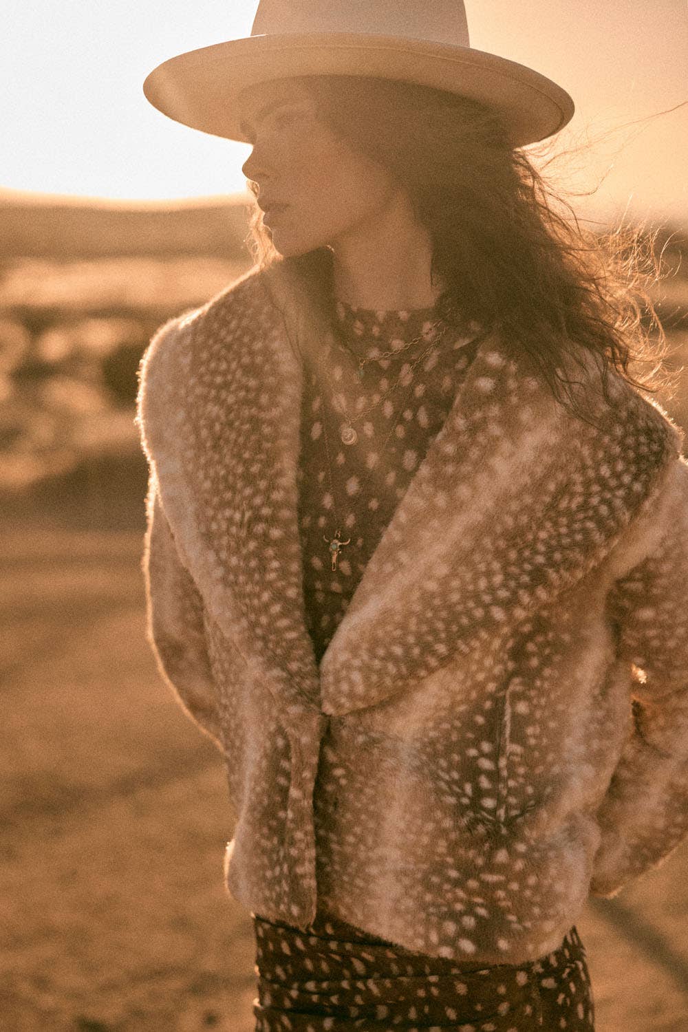 Bambi Deer-Print Faux Fur Jacket
