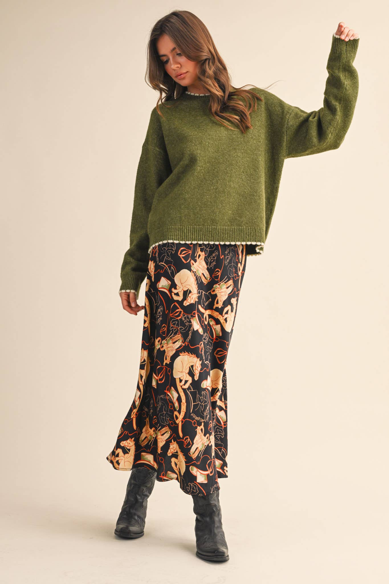Constance Contrast Scalloped Edge Sweater