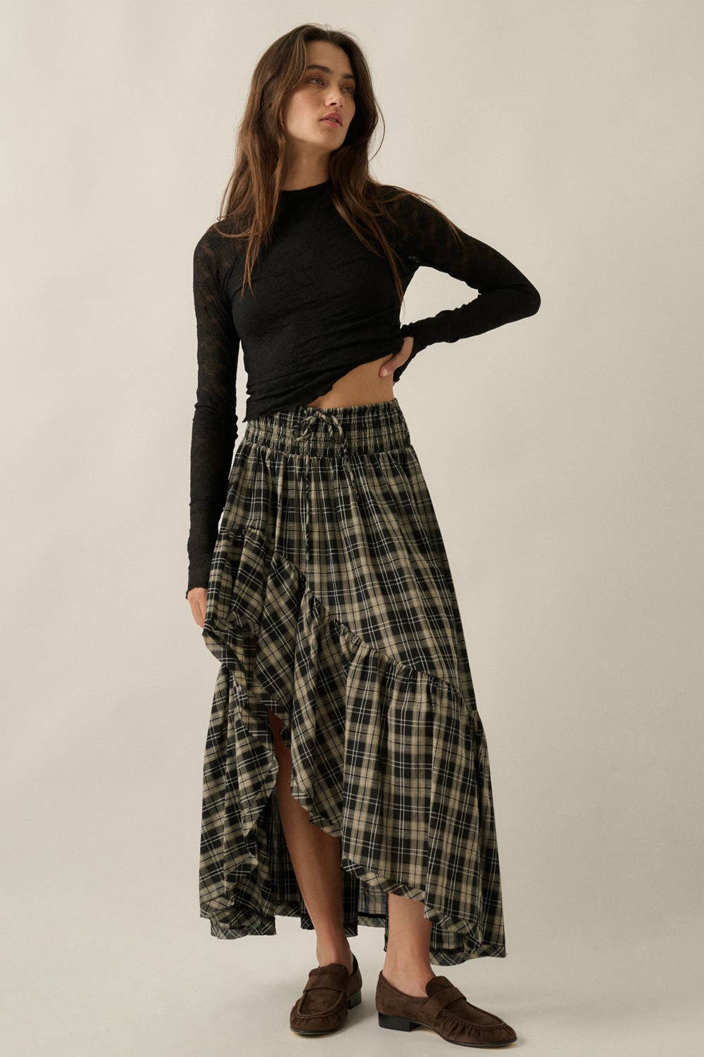 Rachel High-Low Ruffle Maxi Skirt