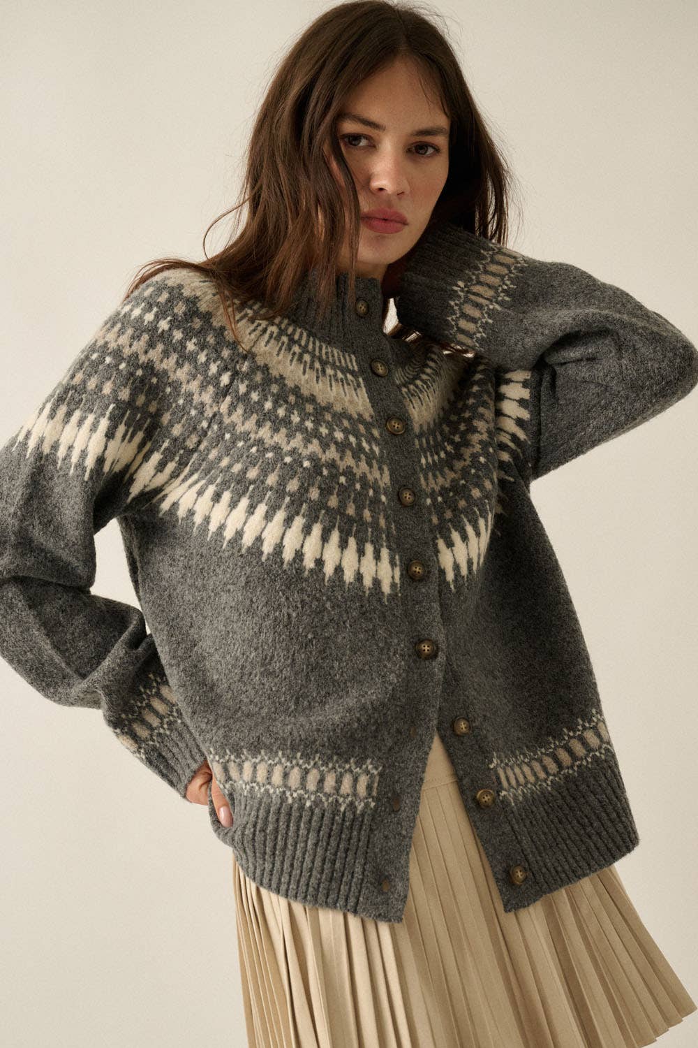 Fair Isle Knit Cardigan