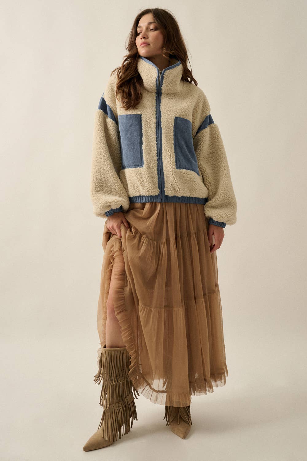 Livi Sherpa Fleece and Denim Jacket