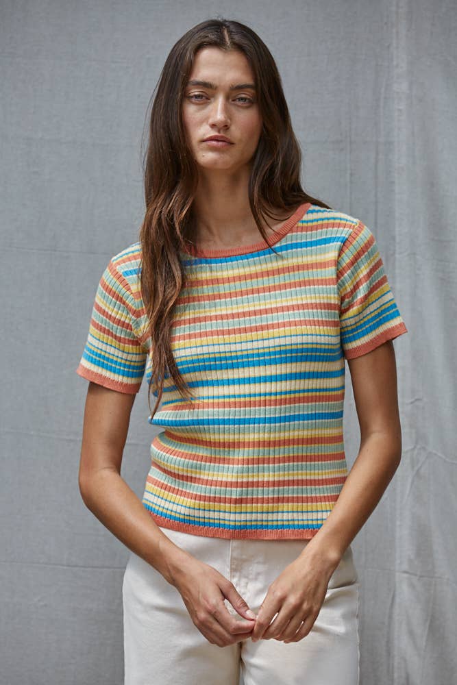 Sherbet Striped Sweater Top
