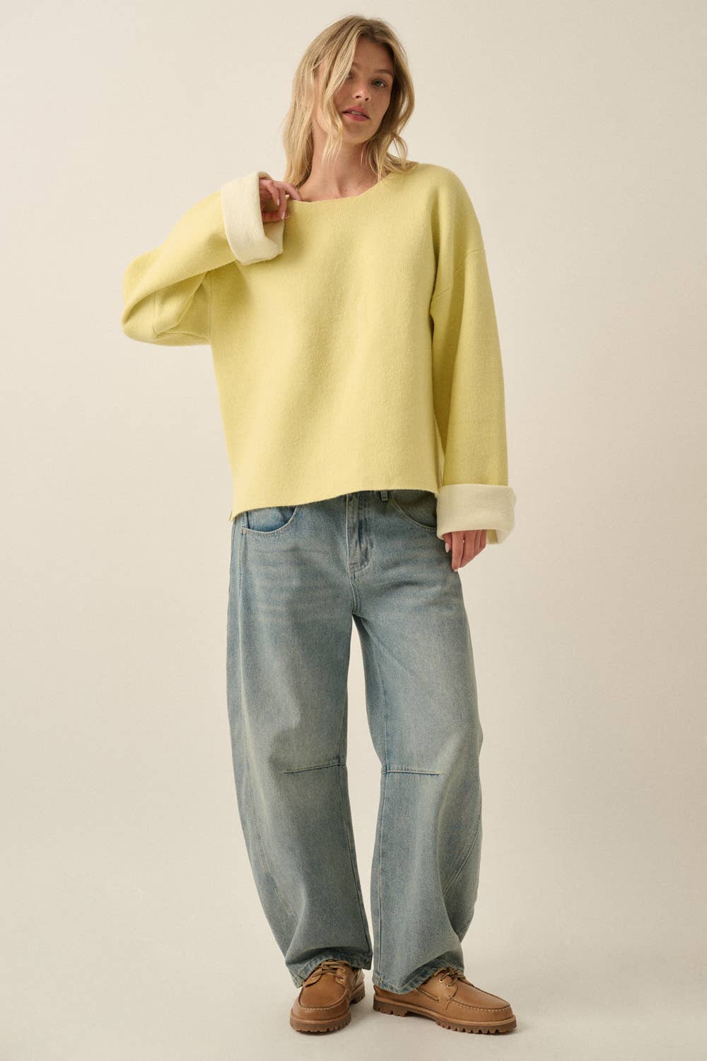 Kacey Knit Cuffed Sleeve Sweater