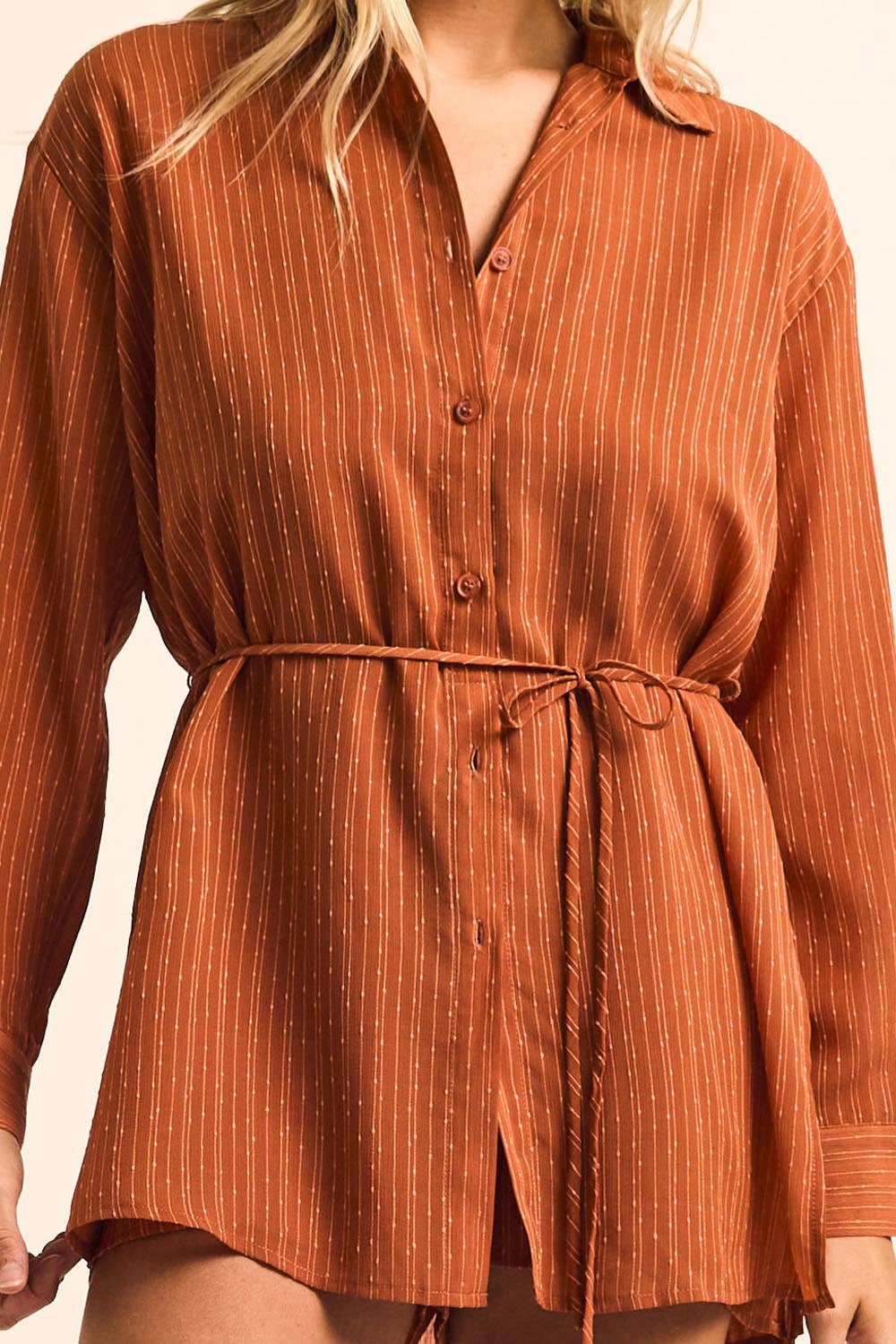 Scorcher Belted Button-Up Shirt Romper