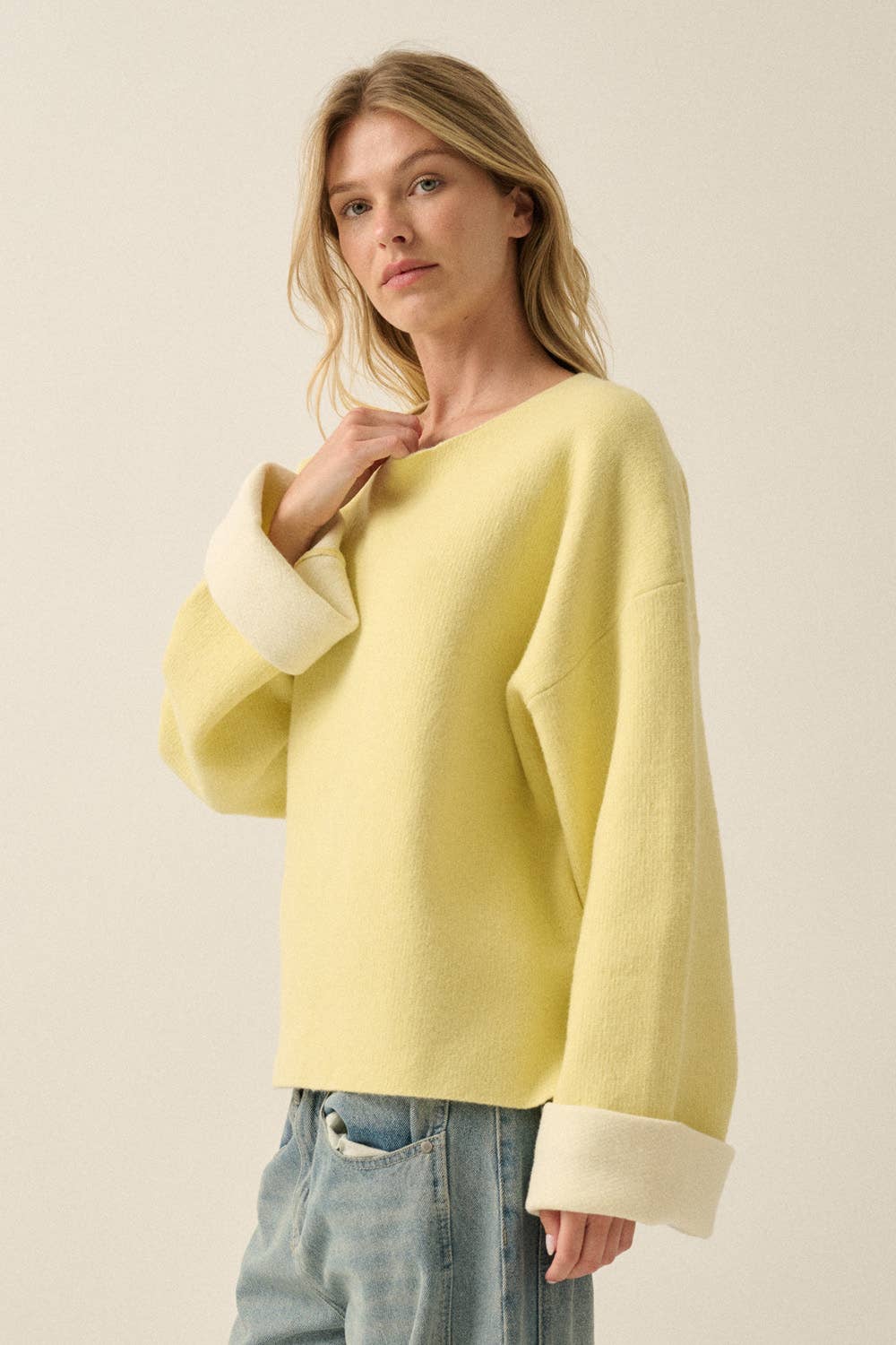Kacey Knit Cuffed Sleeve Sweater