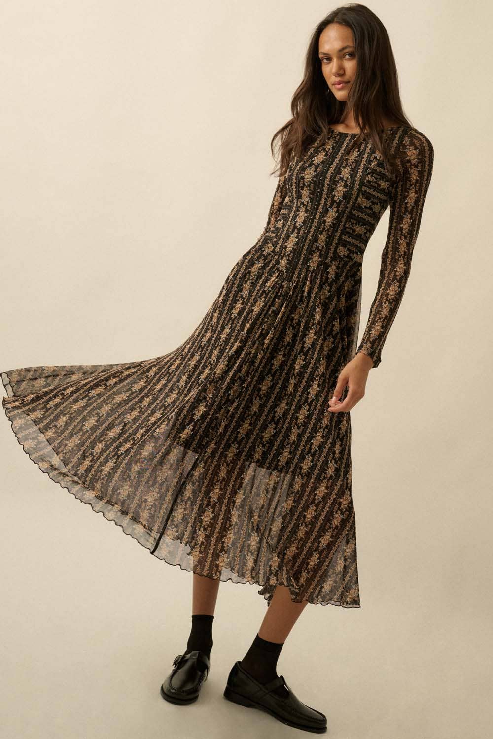 Paige Long-Sleeve Midi Dress