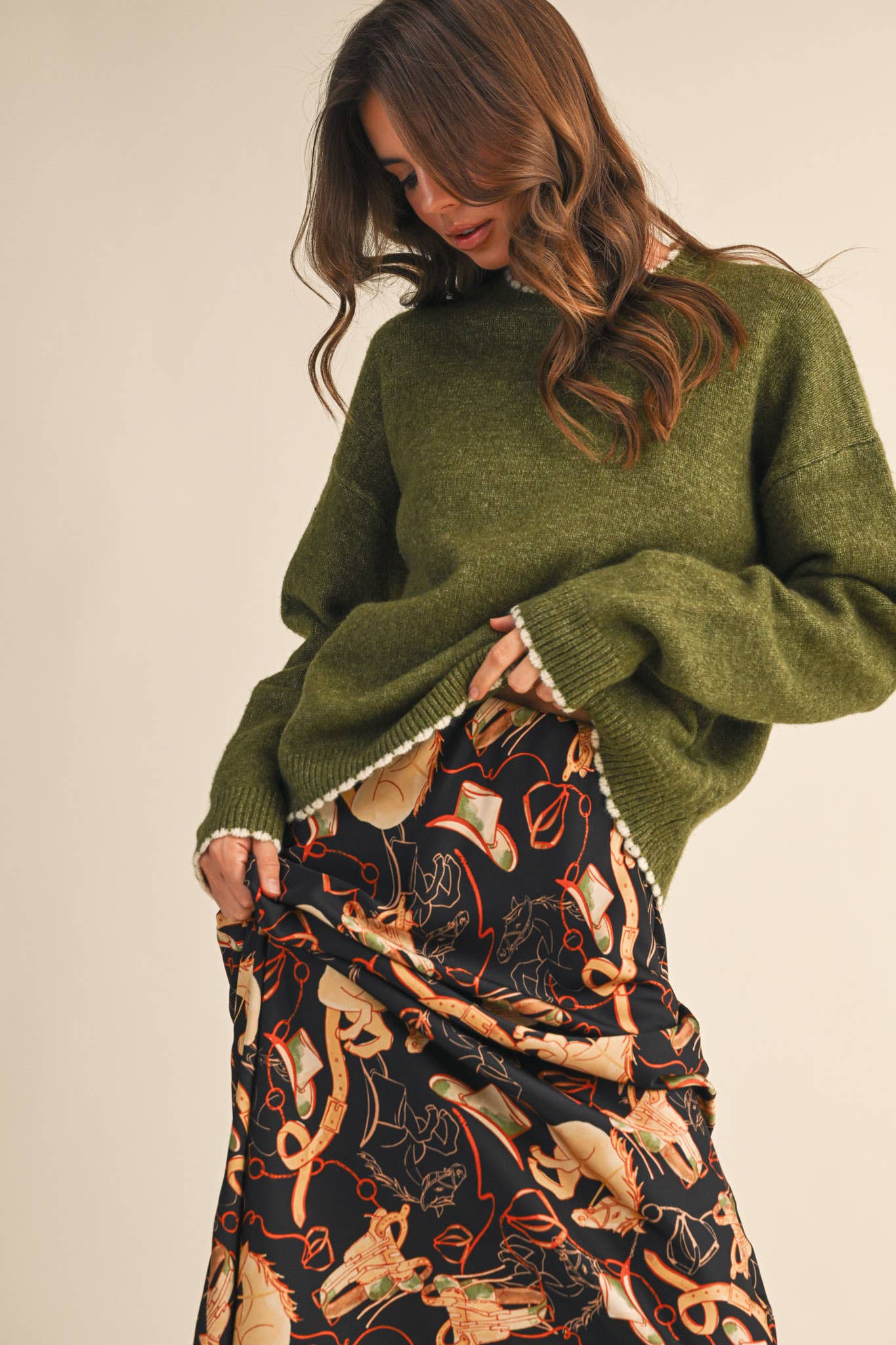 Constance Contrast Scalloped Edge Sweater