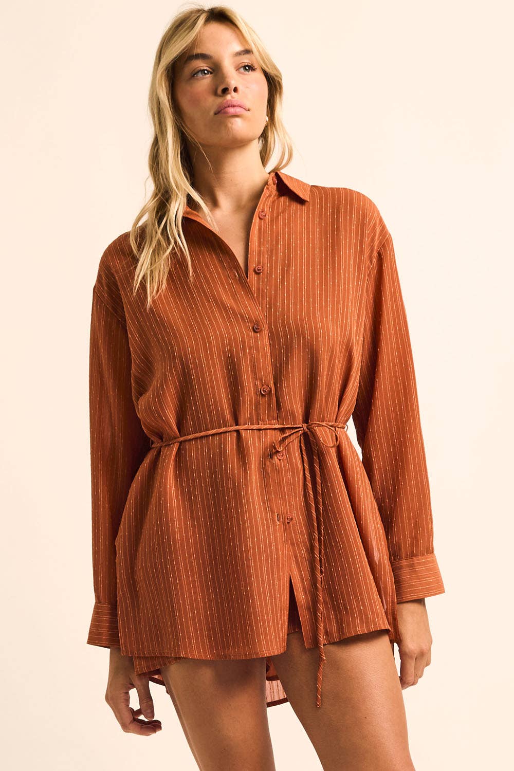 Scorcher Belted Button-Up Shirt Romper