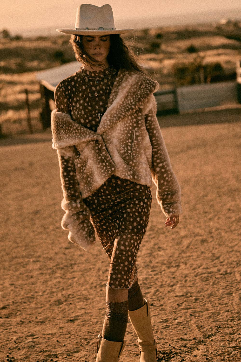 Bambi Deer-Print Faux Fur Jacket