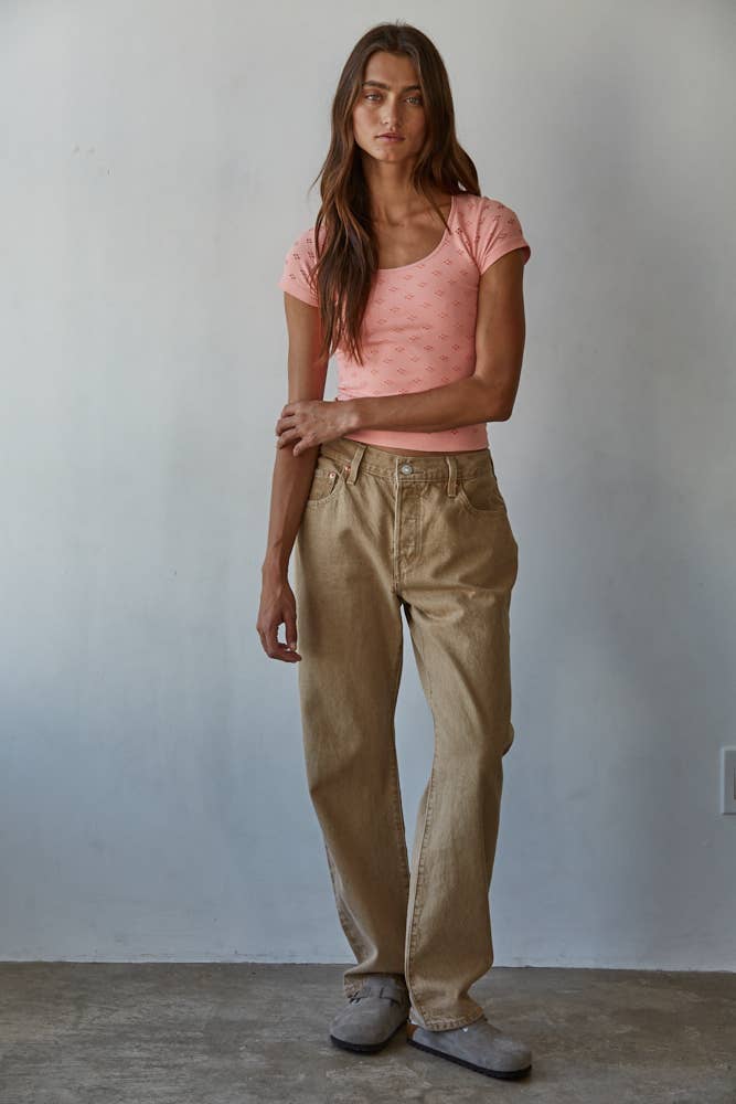 Poppy Eyelet Short Sleeve Top