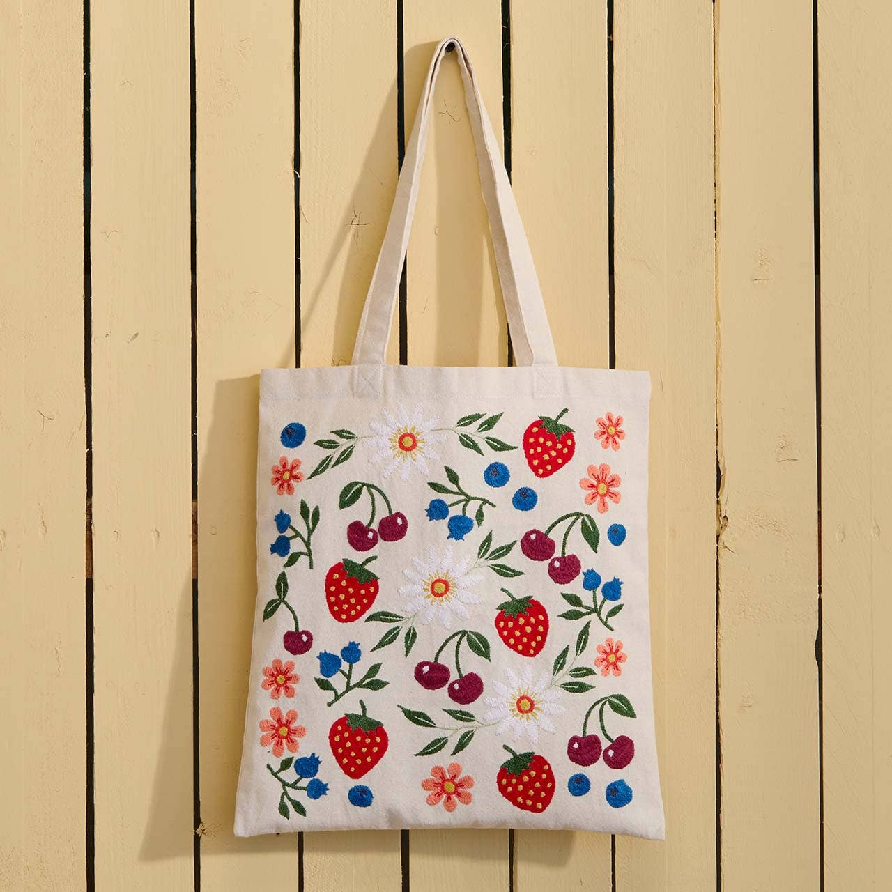 Farmer's Market Embroidered Tote Bag