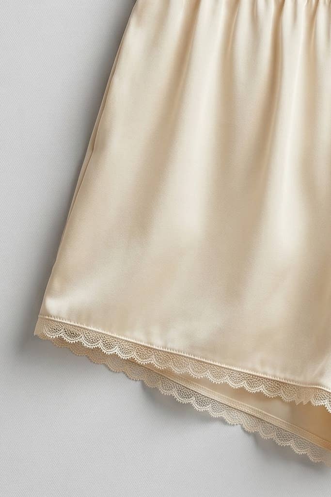 Satin Lace Trim Shorts