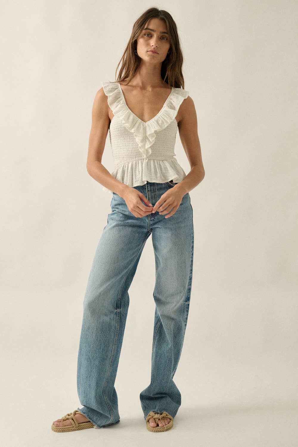 Sarah Smocked Ruffle Tank Top