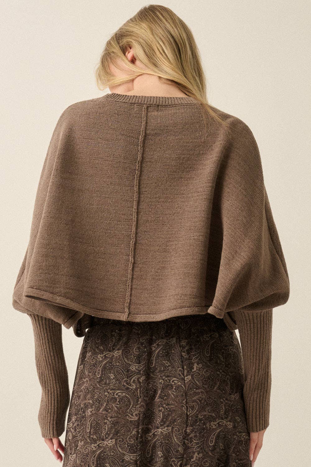 Dolman-Sleeve Cropped Sweater