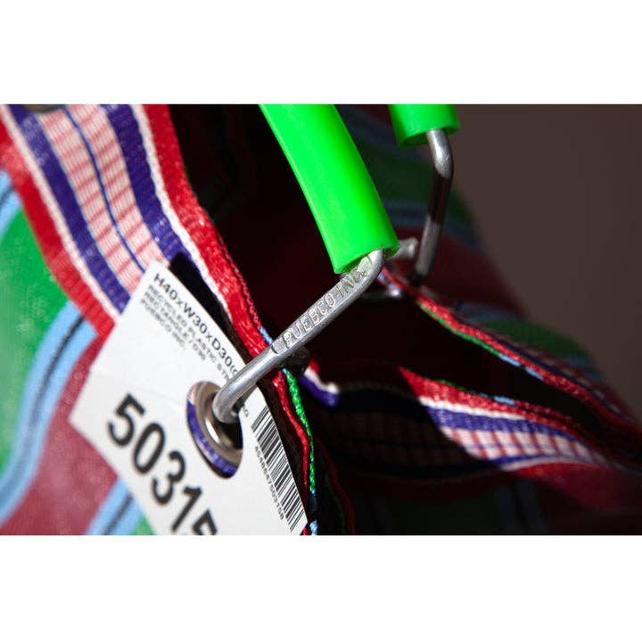 RECYCLED PLASTIC STRIPE BAG - Square: Green x Purple