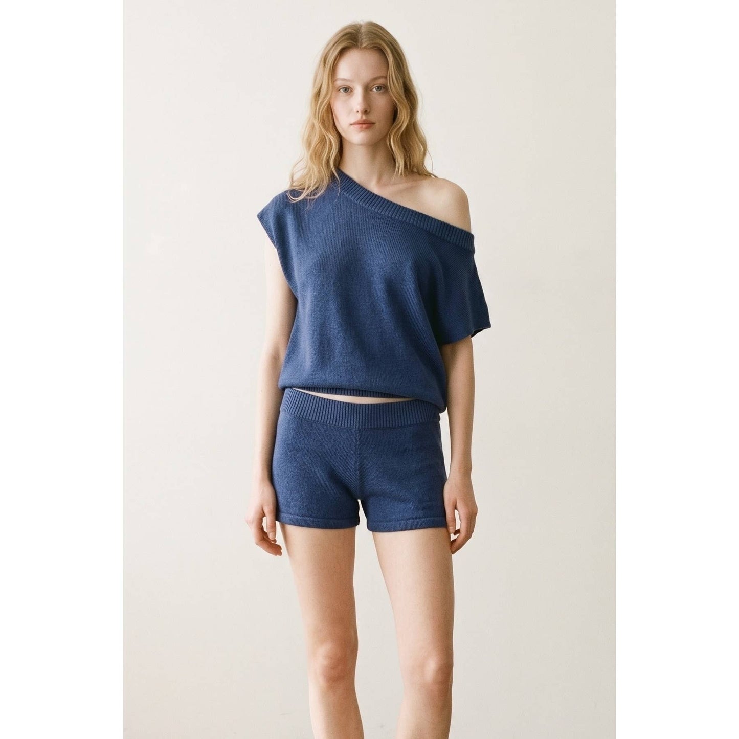 Katie Knit One Shoulder Top W/ Shorts Sets