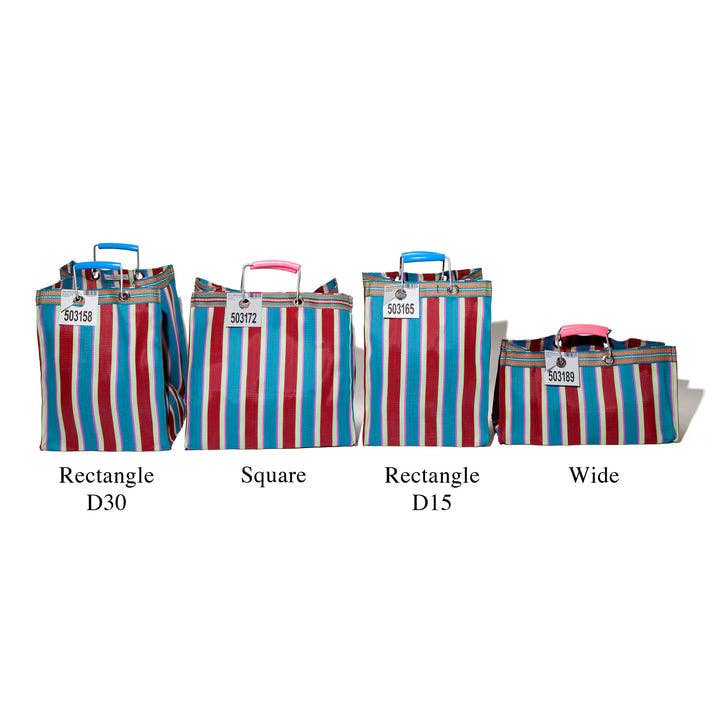 RECYCLED PLASTIC STRIPE BAG - Square: Green x Purple