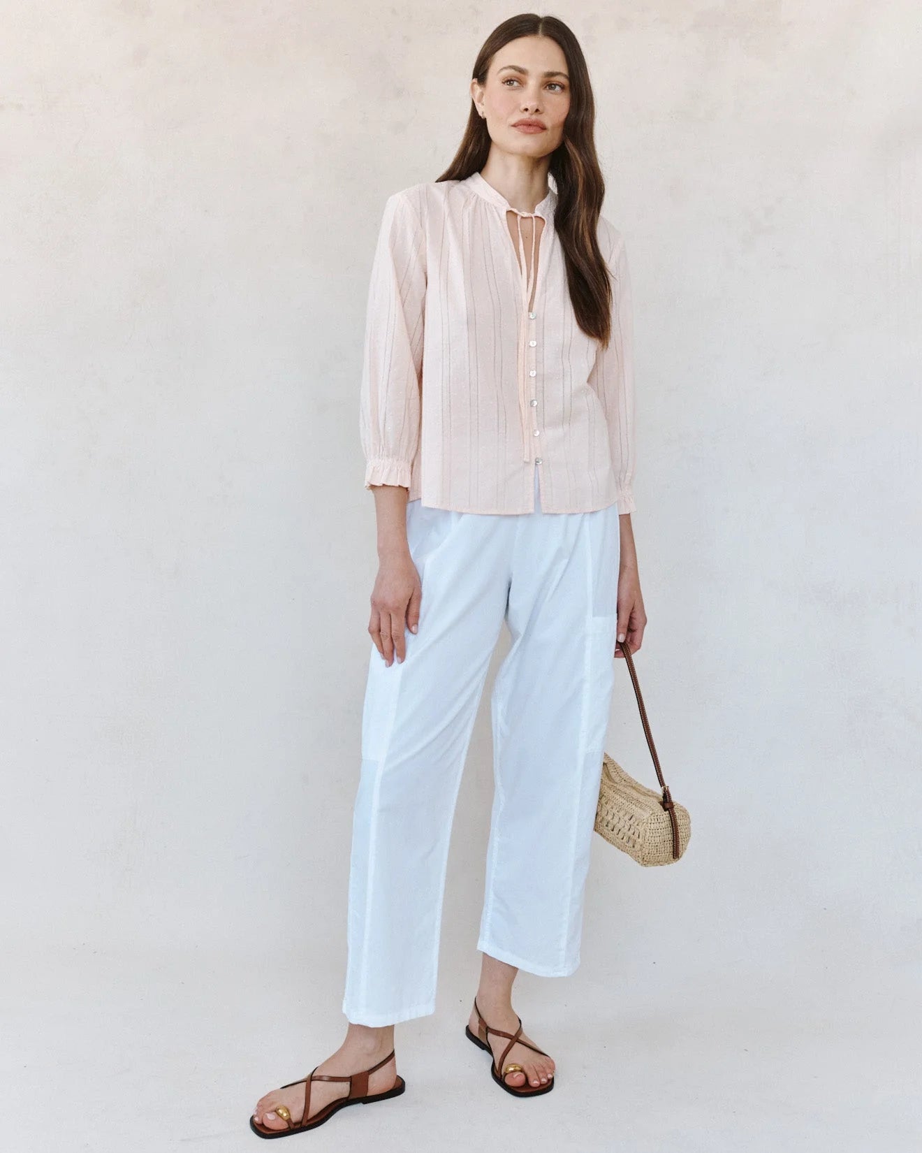 Bella Dahl 3/4 Sleeve Tie Neck Blouse