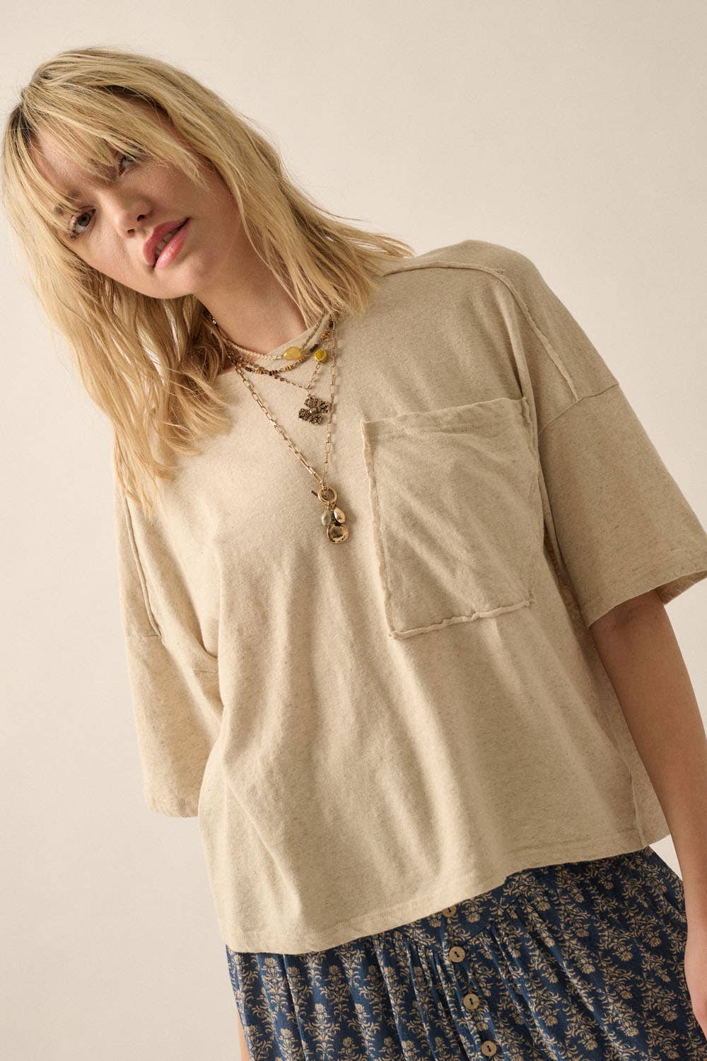 Easy Fit Mineral-Wash Slub Knit Tee