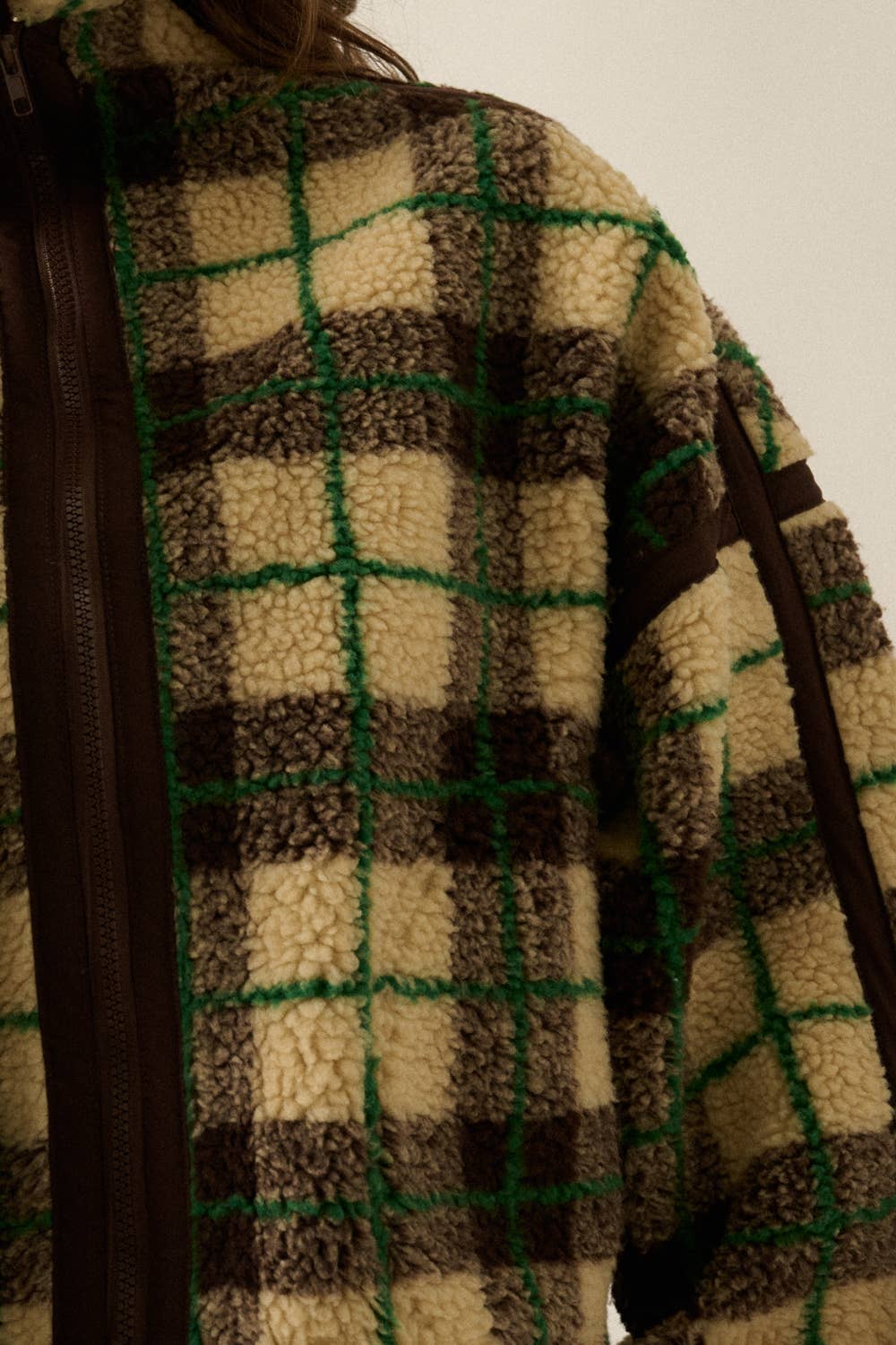 Max Plaid-Print Sherpa Jacket